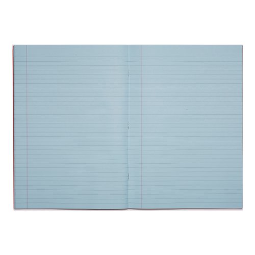 Rhino A4 Special Exercise Book 48 Page Ruled F8M Red with Tinted Blue Paper (Pack 10) - EX68184B-0 Victor Stationery