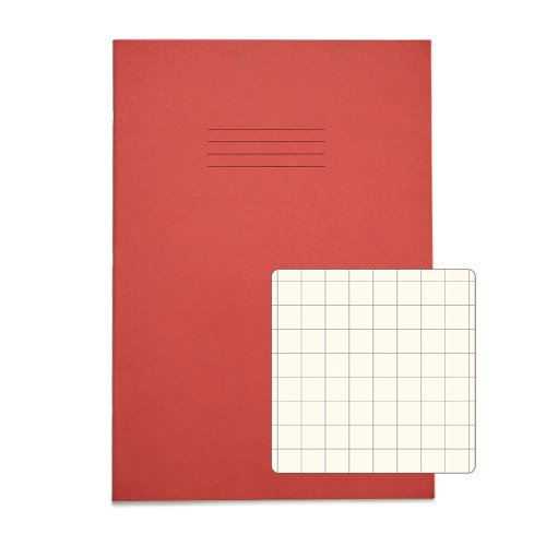 RHINO A4 Special Exercise Book 48 Page, Red with Tinted Cream Paper, S10 (Pack of 50)