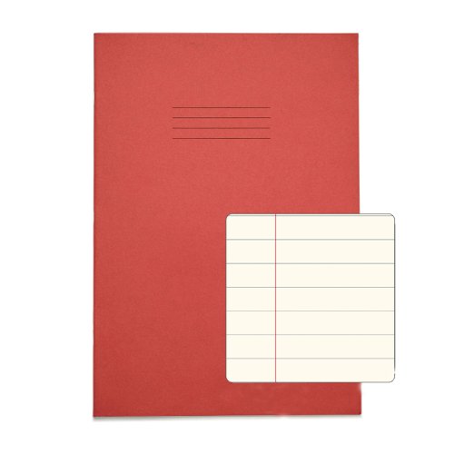 RHINO A4 Special Exercise Book 48 Page, Red with Tinted Cream Paper, F12M (Pack of 10)