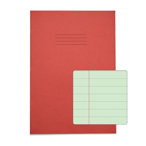 Rhino Special Exercise Book A4 F12M Red Cover Green 48 Page Ex681109G 3P