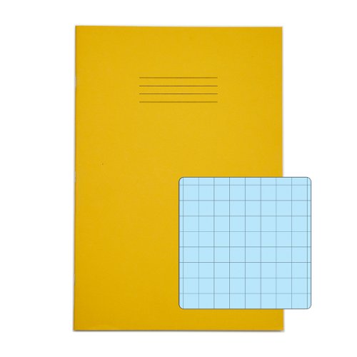 RHINO A4 Special Exercise Book 48 Page, Yellow with Tinted Blue Paper, S10 (Pack of 50)