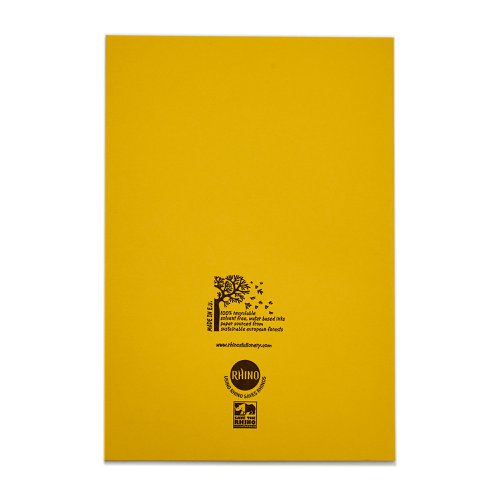 Rhino A4 Special Exercise Book 48 Page Ruled F8M Yellow with Tinted Cream Paper (Pack 10) - EX68139CV-4 Victor Stationery