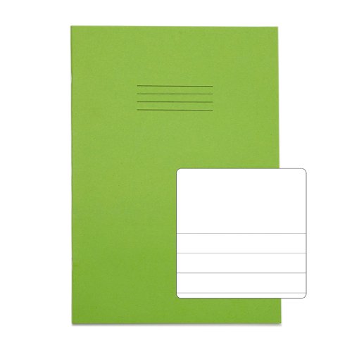 Rhino A4 Exercise Book 64 Page Plain Top And 15mm Feint Lines On The Bottom TB/F15 Light Green (Pack 50) - VEX677-3025-8