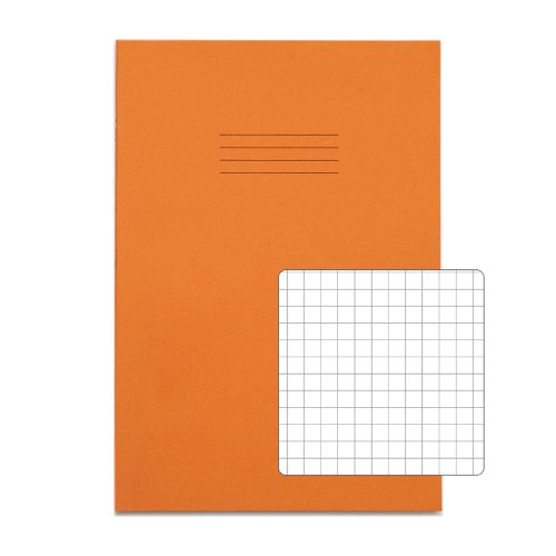14412VC - Rhino A4 Exercise Book 64 Page 7mm Squares S7 Orange (Pack 50) - VEX677-705-6