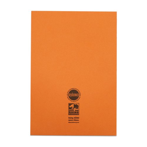 14412VC - Rhino A4 Exercise Book 64 Page 7mm Squares S7 Orange (Pack 50) - VEX677-705-6