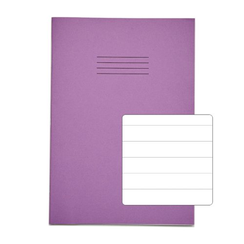 Rhino A4 Exercise Book 64 Page Feint Ruled 15mm Purple (Pack 50) - VEX677-74-8 Exercise Books & Paper 14706VC