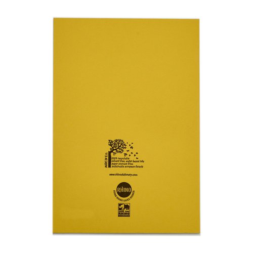 Rhino A4 Exercise Book 64 Page Feint Ruled 15mm With Plain Reverse Yellow (Pack 50) - VEX677-235-2 14692VC