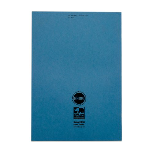 Rhino A4 Exercise Book 80 Page 7mm Squares S7 Light Blue (Pack 50) - VEX668-1755-4
