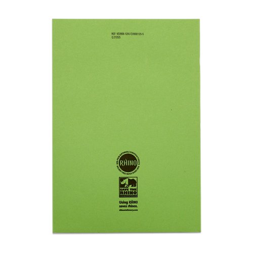 Rhino A4 Exercise Book 80 Page Ruled F8M Light Green (Pack 50) - VEX668-1205-4 Exercise Books & Paper 14328VC