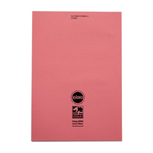 RHINO A4 Exercise Book 80 Page, Pink, F8M (Pack of 50)