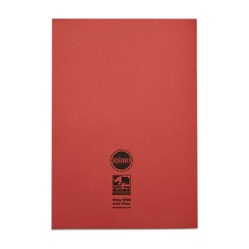 Rhino A4 Exercise Book 80 Page Ruled F8M Red (Pack 50) - VEX668-495-8 Victor Stationery