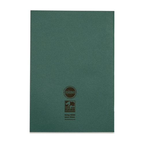 RHINO A4 Exercise Book 32 Pages / 16 Leaf Dark Green Top Half Plain and Bottom Half 20mm Lined