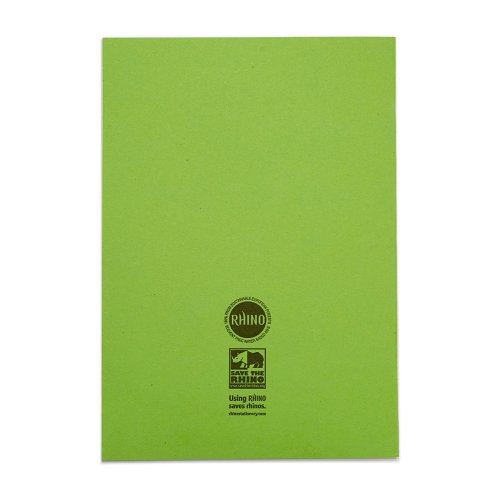 Rhino A4 Exercise Book 32 Page 10mm Squared Light Green (Pack 100) - VDU014-151-8
