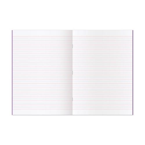 RHINO A4 Handwriting Book 40 Pages / 20 Leaf Purple Narrow-Ruled 4mm Lines Centred on 15mm Lines