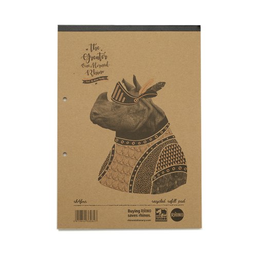 68009VC | The RHINO Recycled A4 Refill Pad provides plenty of space for your important notes with its 160 pages of quality 100% recycled paper, lined with 8mm feints and a margin. This eco-conscious sidebound refill pad is perfect for jotting down your notes at school, in the office or home office. The pad is pre-punched with 2 holes to suit standard binders and folders.