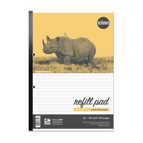 Rhino A4 Refill Pad 400 Page Feint Ruled 8mm With Margin (Pack 5) - V4DCFM-0