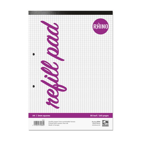 Rhino A4 Refill Pad 160 Page 5mm Squared (Pack 6) - HAQ-6