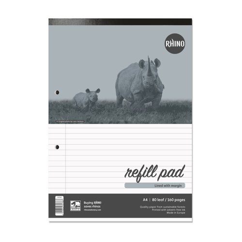 Rhino A4 Refill Pad 160 Page Feint Ruled 8mm With Margin (Pack 10) - V4FMH-4