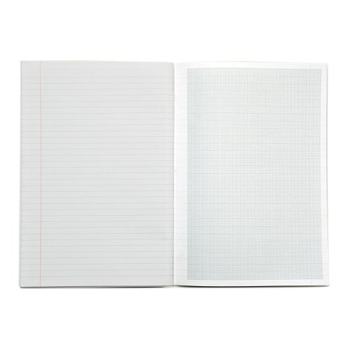 RHINO Education A4 Polypropylene Toughback Science Book 64 Pages / 32 Leaf 8mm Lined with Margin with 1:5:10 Graph Reverse
