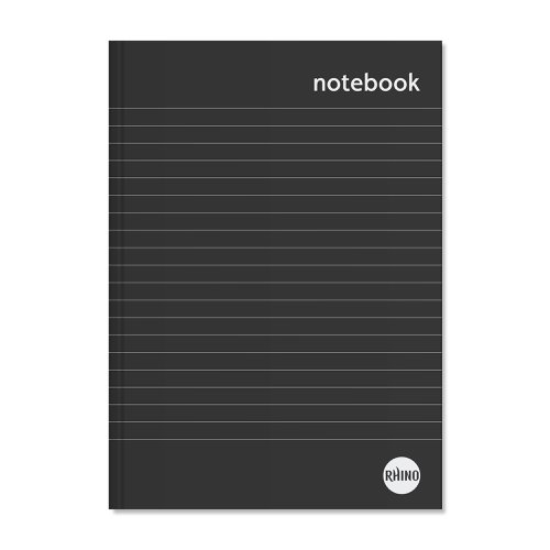 RHINO Casebound Notebook A5 with 192 pages each ruled with 8mm lines. With its sturdy covers, this hardback notebook is ideal for using as a journal and for important daily notes.