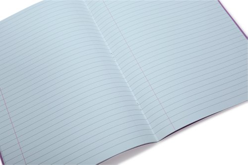 Rhino A4 Special Exercise Book 48 Page Ruled Wide 12mm Feint Lines And Margin F12M Light Blue with Tinted Blue Paper (Pack 10) - EX681111B-8