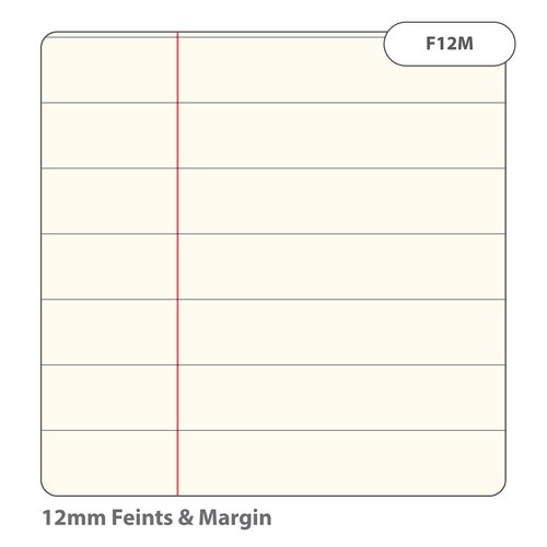 Rhino A4 Special Exercise Book 48 Page Ruled Wide 12mm Feint Lines And Margin F12M Red with Tinted Cream Paper (Pack 10) - EX681109CV-6