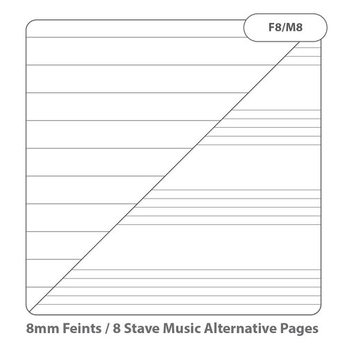 14426VC - Rhino 8 x 6.5 Music Book 48 Page Ruled 8mm Feint Lines One Side 8 Music Staves On The Reverse F8/M8 Light Blue (Pack 100) - VMU013-0-8