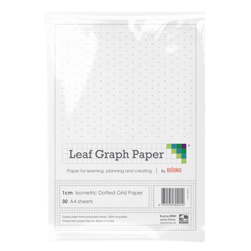Leaf Graph A4 Isometric Dotted Grid 10mm 1cm Graph Paper (30 leaf pack)