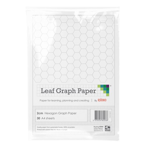Leaf Graph A4 Hexagon Graph Paper 20mm 2cm (30 leaf pack) Lines