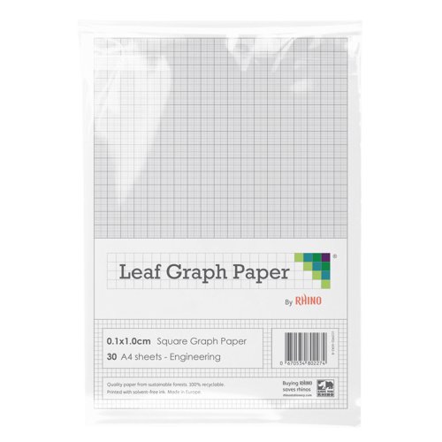 Leaf Graph A4 Graph Paper 1mm 0.1cm Squared Engineering (30 leaf pack)