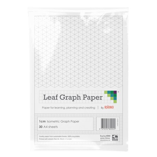 Leaf Graph A4 Isometric Graph Paper 10mm 1cm Triangles (30 leaf pack) Lines