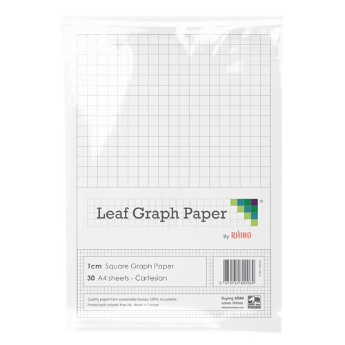 Leaf Graph A4 Graph Paper 10mm 1cm Squared (30 leaf pack) Lines