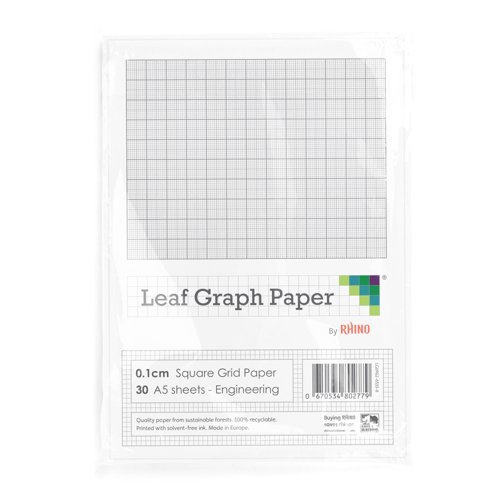 Leaf Graph A5 Graph Paper 1mm 0.1cm Squared Engineering (30 leaf pack)