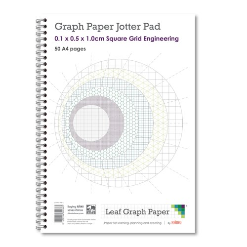 Leaf Graph A4 Graph Paper 1mm 0.1cm Squared Engineering Wirebound Book (50 pages)