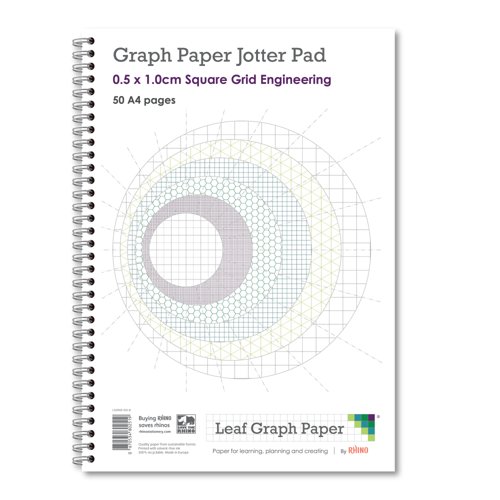 Leaf Graph A4 Graph Paper 5mm 0.5cm Squared Engineering Wirebound Book (50 pages)