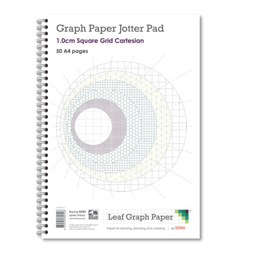 Leaf Graph A4 Graph Paper 10mm 1cm Squared Wirebound Book (50 pages)