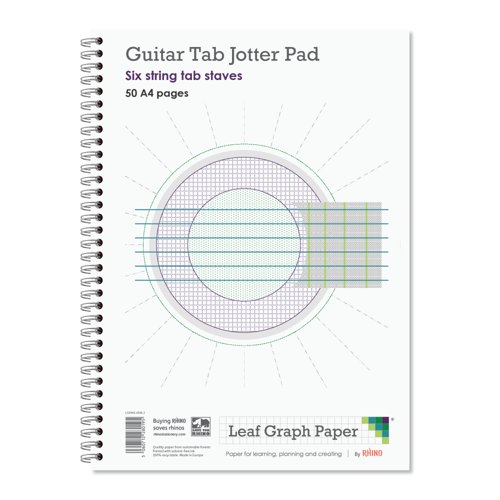 Leaf Graph A4 Guitar Tab Music 10x Six String Tab Staves Wirebound Book (50 pages)
