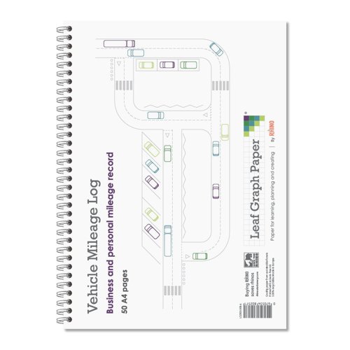 Leaf Graph A4 Vehicle Mileage Log Book Wirebound Book (50 pages)