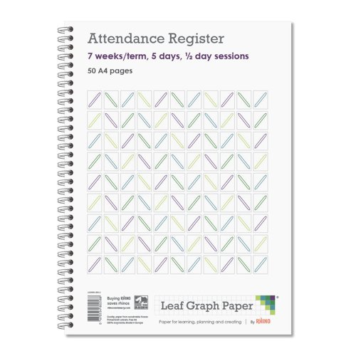 Leaf Graph A4 Attendance Register School Class Mark Wirebound Book (50 pages)