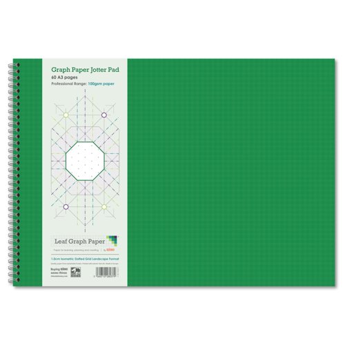 Leaf Graph A3 Isometric Dotted Grid Graph Paper 10mm 1cm Wirebound Book (60 pages)