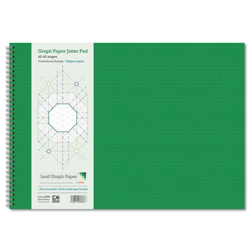 Leaf Graph A3 Isometric Grid Graph Paper 10mm 1cm Wirebound Book (60 pages)