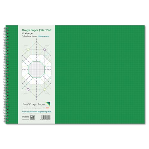 Leaf Graph A3 Graph Paper 1mm 0.1cm Squared Engineering Wirebound Book (60 pages)