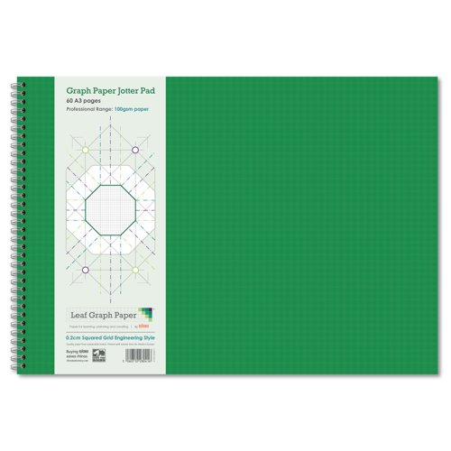Leaf Graph A3 Graph Paper 2mm 0.2cm Squared Engineering Wirebound Book (60 pages)