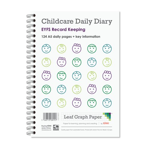 Leaf Graph A5 Childcare Daily Diary Wirebound Book EYFS (124 pages)