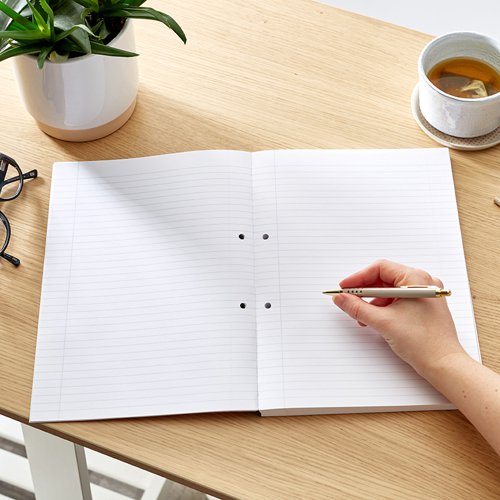 The RHINO A4 Refill Pad includes 160 pages, ruled with 8mm feints and a margin, just waiting for free-flowing thoughts, important notes, and essential reminders. With pre-punched paper, you can write on both sides and quickly transfer the tear-outs to your folder or binder.