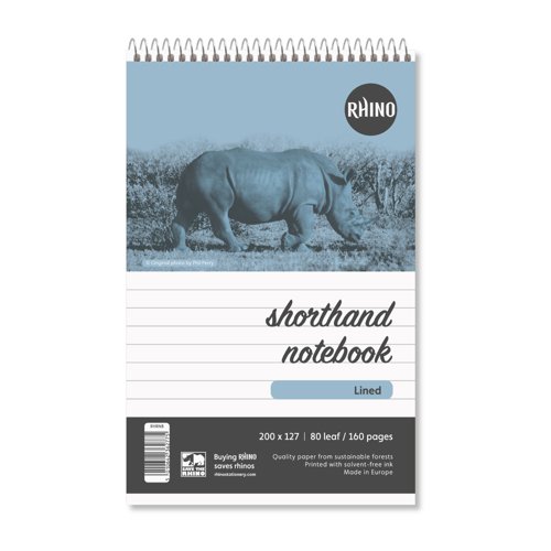 RHINO Office 200 x 127 Shorthand Notebook 160 Pages / 80 Leaf 8mm Lined