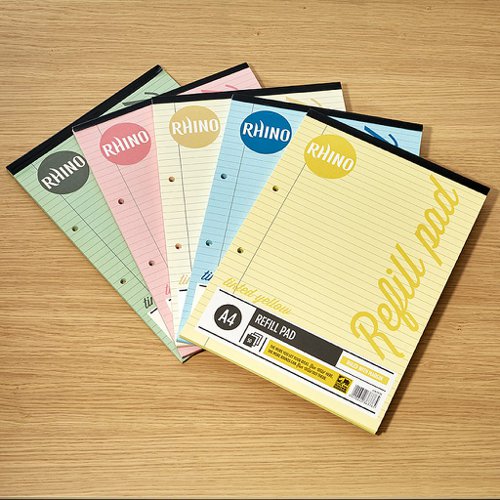 Rhino A4 Special Refill Pad 50 Leaf Feint Ruled 8mm With Margin Yellow Tinted Paper (Pack 6) - HAYFM-6 Refill Pads 14825VC