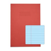 RHINO A4 Tinted Exercise Book 48 Pages / 24 Leaf Red with Blue Paper 8mm Lined with Margin