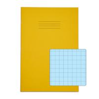 Rhino A4 Special Exercise Book 48 Page 12mm Squares S10 Yellow with Tinted Blue Paper (Pack 10) - EX68192B-8