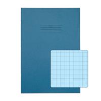 RHINO A4 Tinted Exercise Book 48 Pages / 24 Leaf Light Blue with Blue Paper 10mm Squared
